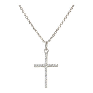 Kreuz Anhänger Silber 925 Zirkonia rhodiniert...