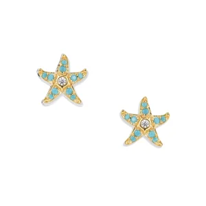 Seinerzeit Sully Aqua Seestern Ohrringe SZA-2960-476 Silber 925, Goldplattiert