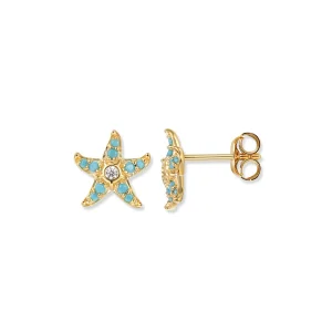 Seinerzeit Sully Aqua Seestern Ohrringe SZA-2960-476 Silber 925, Goldplattiert