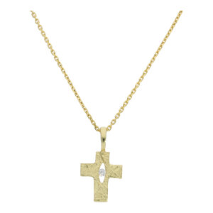 Kreuzanhänger 333 Gold Eismatt Zirkonia JL20-02-1429