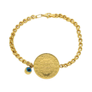 Türkisches Armband Gold 585 mit Münze 916 und...