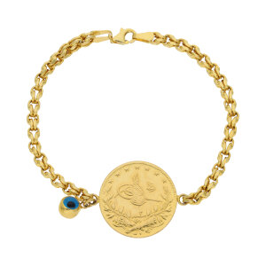 Türkisches Armband Gold 585 mit Münze 916 und...