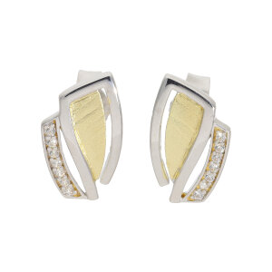 Ohrstecker Silber 925 Gold plattiert Cubic Zirkonia...