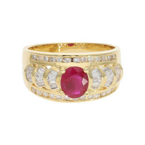 Rubin Ring Diamant Gold 750 Second Hand 25326483 getragen...