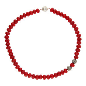 Steinkette Rot Achat mit Silber Magnet Verschluss Second...
