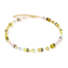 Coeur de Lion GeoCUBE Iconic Halskette 2838-10-0901 Olive Blossom, Gelb, warmes Olivegrün, Gold plattiert