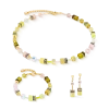 Coeur de Lion GeoCUBE Iconic Halskette 2838-10-0901 Olive Blossom, Gelb, warmes Olivegrün, Gold plattiert
