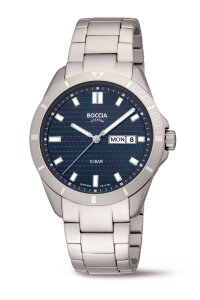 Boccia Herrenuhr 3685-02 Reintitan, dunkelblau, Saphirglass