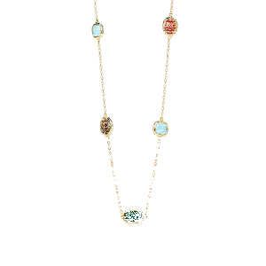 Mabina Collier Silber 925 goldplattiert mit mehrfarbigen...