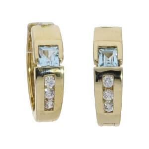 Damen Creolen Blautopas Zirkonia Gold 333 massiv Second...
