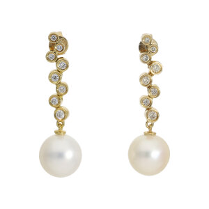 Ohrringe Perle Diamant Gold 585 und 750 Second Hand...