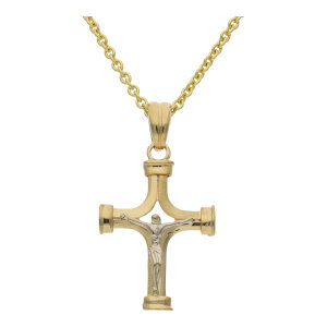 Kreuz Anhänger 750 Gold Italienisch Desing Bicolor...