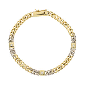 Damen Armband massiv Gold 750 Bicolor Weißgold,...
