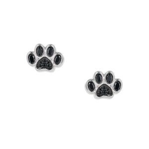 Seinerzeit Silber 925 Ohrstecker Black Paw Pfoten...