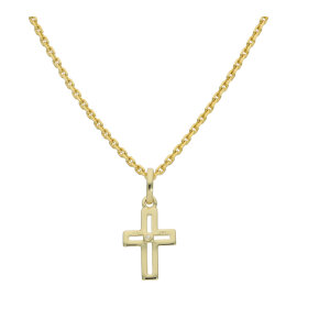 Kreuz Anhänger klein Gold 333 poliert Zirkonia...