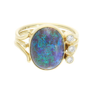 Opalring Gold 585 Damen Unikat Handarbeit Dia. Second...
