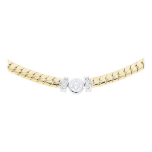 Gold Collier 750 massiv Brillant 0,89 ct Fassung...
