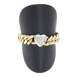 Kettenring Panzer Gold 585 Fassung Herz Diamant...