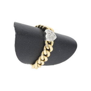 Kettenring Panzer Gold 585 Fassung Herz Diamant...