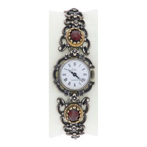 Trachtenuhr echt Silber Oxidiert Granat Second Hand...