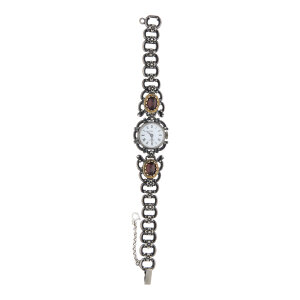 Trachtenuhr echt Silber Oxidiert Granat Second Hand...