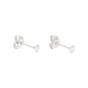 Ohrstecker klein Silber 925 rhodiniert, poliert Zirkonia...