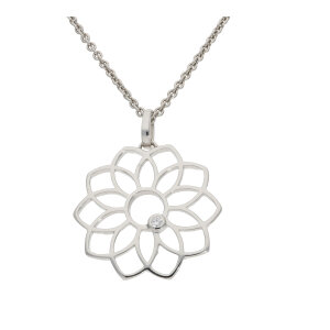Lebensblume Anhänger Silber 925 rhodiniert Zirkonia...