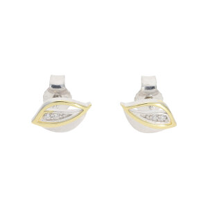Ohrstecker Silber 925 goldplattiert, mattiert Zirkonia...