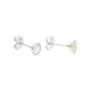 Ohrstecker Rund Zirkonia weiß Silber 925...