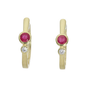 Creolen Gold 333 poliert, Rubin, Zirkonia JL20-06-1488...