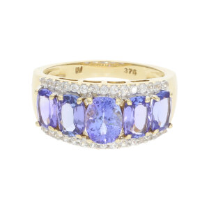 Tansanit Ring Gold 375 Zirkonia Second Hand 25326530...