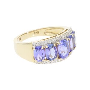 Tansanit Ring Gold 375 Zirkonia Second Hand 25326530...