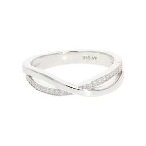 Ring Silber 925 rhodiniert, poliert, Zirkonia...