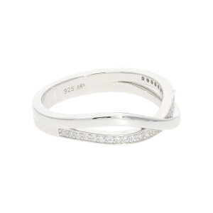 Ring Silber 925 rhodiniert, poliert, Zirkonia...