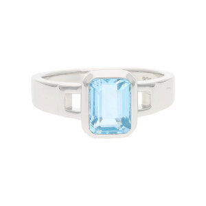 Ring Silber rhodiniert, poliert, Blautopas JL20-07-1496...
