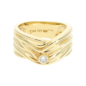 Breiter Goldring 585 mit Diamant 0,10 Carat massiv Second...