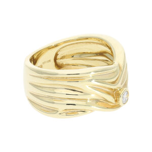 Breiter Goldring 585 mit Diamant 0,10 Carat massiv Second...