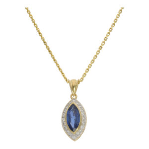 Kettenanhänger Damen 750 Gold Saphir ca. 0.20 ct...