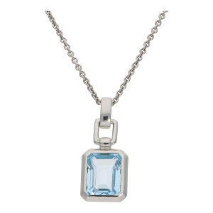 Kettenanhänger Silber 925 rhodiniert, Blautopas...