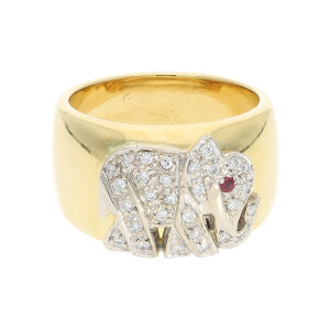 Elefanten Ring mit Brillanten Rubin Gold 750 massiv...