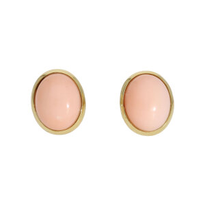 Italinische Korallen Oval Ohrstecker Gold 750 Second Hand...