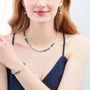 Coeur de Lion Halskette 43545/10-0759 Precious Fusion Offset roségold-blau