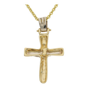 Kreuz Anhänger massiv Gold 585 Bicolor Italinischer...