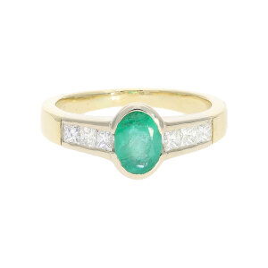 Smaragd Ring Gold 585 Diamanten 25326561 getragen, wie Neu
