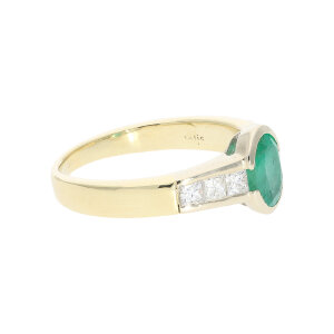 Smaragd Ring Gold 585 Diamanten 25326561 getragen, wie Neu