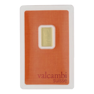 Goldbarren 2,5 Gramm 999 Feingold Valcambi Suisse...