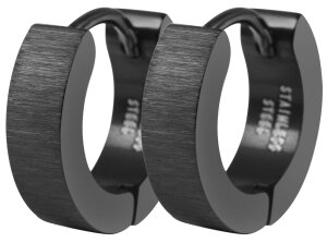 Edelstahl Creolen Ionen plattiert schwarz Unisex...