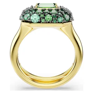 Swarovski Ring Sublima Coktailring 5759920 Oktagon-Schliff, grüne Zirkonia, goldplattiert, Gr.50-55