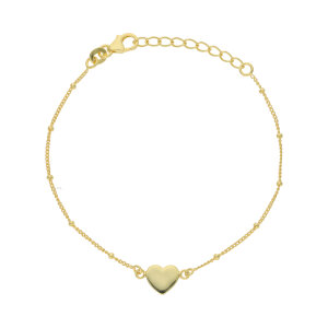 Armband Herz Silber 925 goldplattiert mit Kugeln...