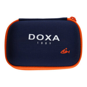 Doxa Uhrenbox Textil dunkelblau mit orange